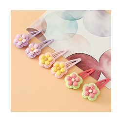 Babyhug Snap Clips With Floral Applique Free Size - Purple Red Yellow