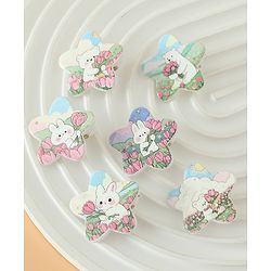 Babyhug Hair Pins And Clips Free Size with Star Applique & Floral Print Pack Of 6- White