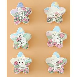 Babyhug Hair Pins And Clips Free Size with Star Applique & Floral Print Pack Of 6- White