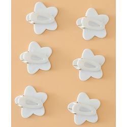 Babyhug Hair Pins And Clips Free Size with Star Applique & Floral Print Pack Of 6- White