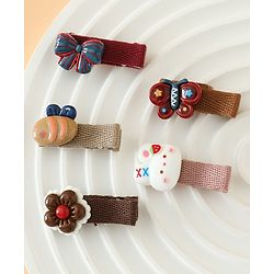 Babyhug Hair Pins And Clips Pack of 5 Free Size - Brown