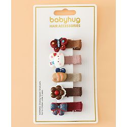 Babyhug Hair Pins And Clips Pack of 5 Free Size - Brown
