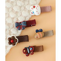 Babyhug Hair Pins And Clips Pack of 5 Free Size - Brown