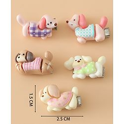Babyhug Hair Pins And Clips Free Size with Dog Applique Pack Of 5 - White