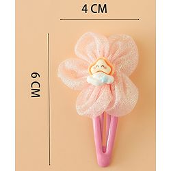 Babyhug Snap Clips Free Size With Floral Applique Pack Of 2 - Pink & Yellow