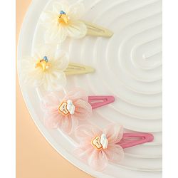Babyhug Snap Clips Free Size With Floral Applique Pack Of 2 - Pink & Yellow