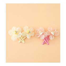 Babyhug Snap Clips Free Size With Floral Applique Pack Of 2 - Pink & Yellow