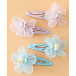 Babyhug Snap Clips Free Size With Floral Applique Pack Of 2 - Blue & Purple