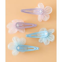 Babyhug Snap Clips Free Size With Floral Applique Pack Of 2 - Blue & Purple