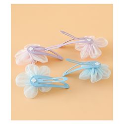 Babyhug Snap Clips Free Size With Floral Applique Pack Of 2 - Blue & Purple