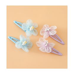 Babyhug Snap Clips Free Size With Floral Applique Pack Of 2 - Blue & Purple