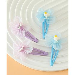 Babyhug Snap Clips Free Size With Floral Applique Pack Of 2 - Blue & Purple