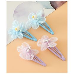 Babyhug Snap Clips Free Size With Floral Applique Pack Of 2 - Blue & Purple