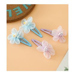 Babyhug Snap Clips Free Size With Floral Applique Pack Of 2 - Blue & Purple