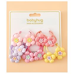 Babyhug Free Size Hair Rubber Bands With Floral Applique Pack of 5 - Multicolor