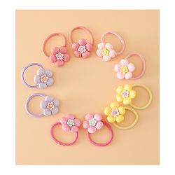 Babyhug Free Size Hair Rubber Bands With Floral Applique Pack of 5 - Multicolor