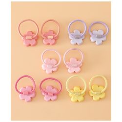 Babyhug Free Size Hair Rubber Bands With Floral Applique Pack of 5 - Multicolor