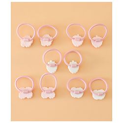 Babyhug Hair Rubber Bands With Strawberry Applique Pack of 5 Free Size - Pink