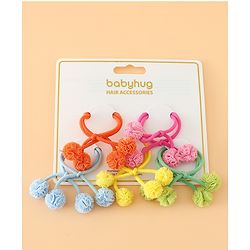 Babyhug Free Size Hair Rubber Bands with Pom Pom - Multicolor