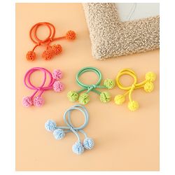 Babyhug Free Size Hair Rubber Bands with Pom Pom - Multicolor