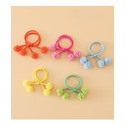 Babyhug Free Size Hair Rubber Bands with Pom Pom - Multicolor
