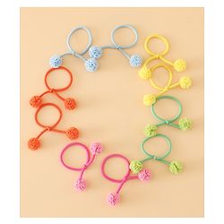 Babyhug Free Size Hair Rubber Bands with Pom Pom - Multicolor