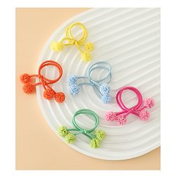 Babyhug Free Size Hair Rubber Bands with Pom Pom - Multicolor