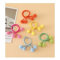 Babyhug Free Size Hair Rubber Bands with Pom Pom - Multicolor