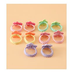 Babyhug Hair Rubber Bands Free Size With Floral Applique Pack Of 5 - Pink , Green & Orange