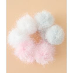 Babyhug Hair Pins And Clips Free Size With Fur Applique Pack Of 6 - Pink & White