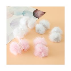 Babyhug Hair Pins And Clips Free Size With Fur Applique Pack Of 6 - Pink & White