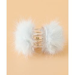 Babyhug Hair Pins And Clips Free Size With Fur Applique Pack Of 6 - Pink & White