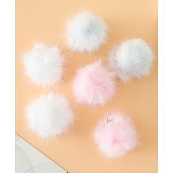 Babyhug Hair Pins And Clips Free Size With Fur Applique Pack Of 6 - Pink & White