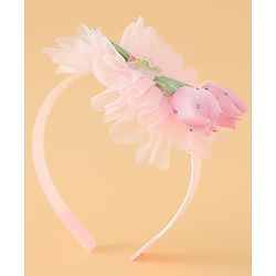Babyhug Free Size Hair Bands With Floral Applique - Pink