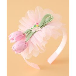 Babyhug Free Size Hair Bands With Floral Applique - Pink
