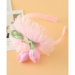 Babyhug Free Size Hair Bands With Floral Applique - Pink
