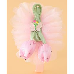 Babyhug Free Size Hair Bands With Floral Applique - Pink