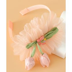 Babyhug Free Size Hair Bands With Floral Applique - Pink