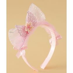 Babyhug Free Size Hair Band With Bow Applique - Pink