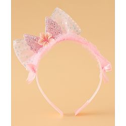 Babyhug Free Size Hair Band With Bow Applique - Pink