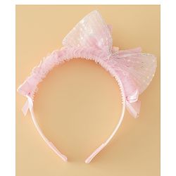 Babyhug Free Size Hair Band With Bow Applique - Pink