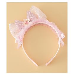 Babyhug Free Size Hair Band With Bow Applique - Pink