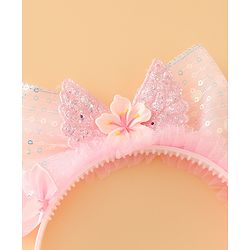 Babyhug Free Size Hair Band With Bow Applique - Pink