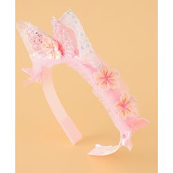 Babyhug Free Size Hair Band With Bow Applique - Pink