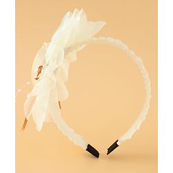 Babyhug Free Size Hair Bands With Floral Applique -Beige