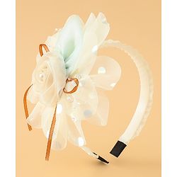 Babyhug Free Size Hair Bands With Floral Applique -Beige