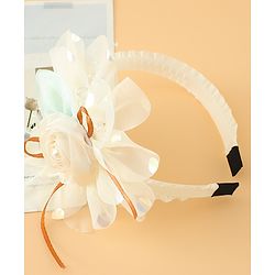 Babyhug Free Size Hair Bands With Floral Applique -Beige
