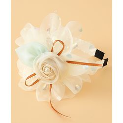 Babyhug Free Size Hair Bands With Floral Applique -Beige