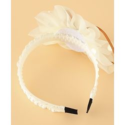 Babyhug Free Size Hair Bands With Floral Applique -Beige