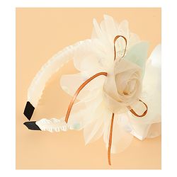 Babyhug Free Size Hair Bands With Floral Applique -Beige
